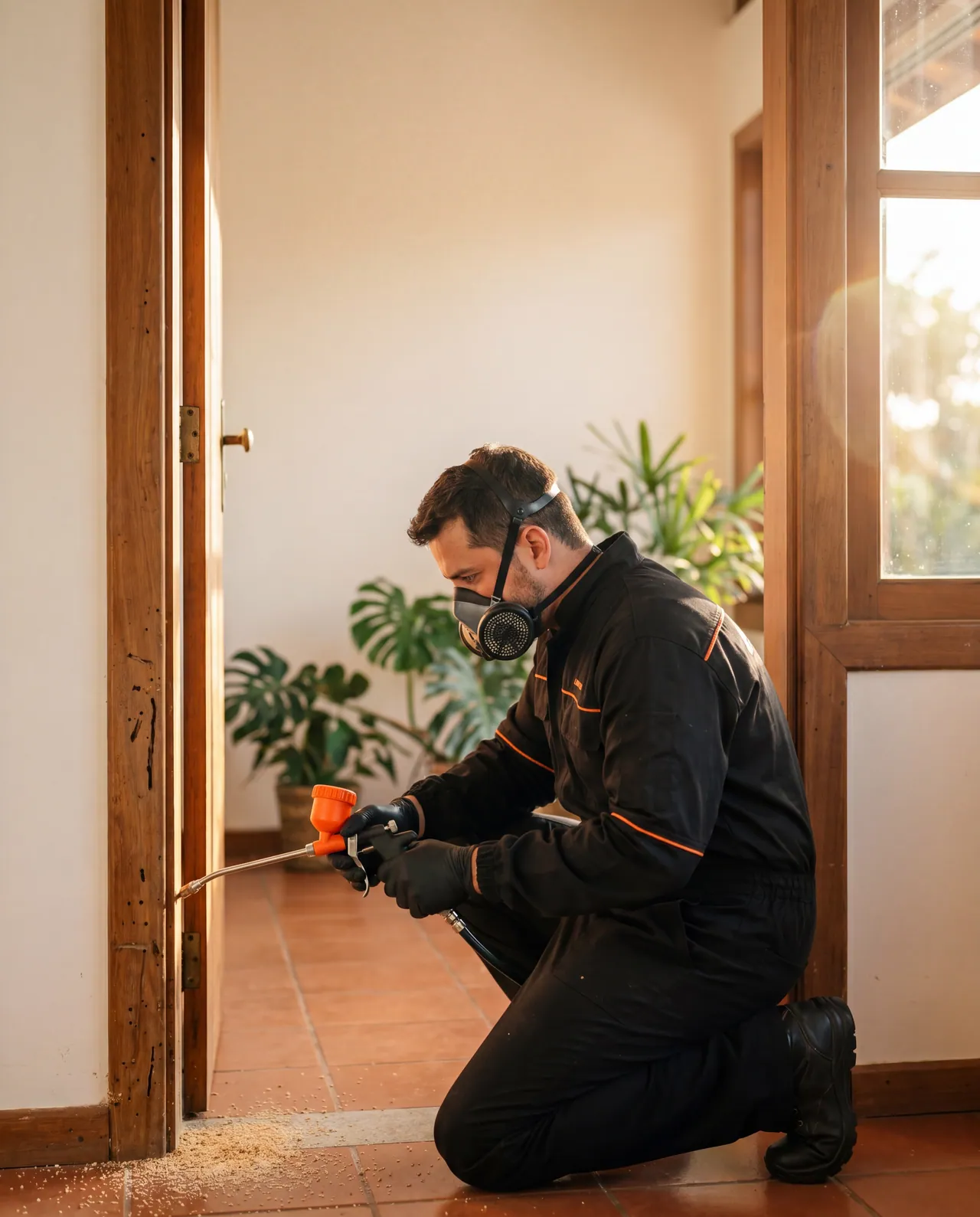 Técnico Cupinsect em tratamento preventivo em casa — descupinização preventiva